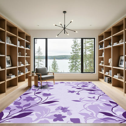 Purple Floral Vine Silhouette Rug