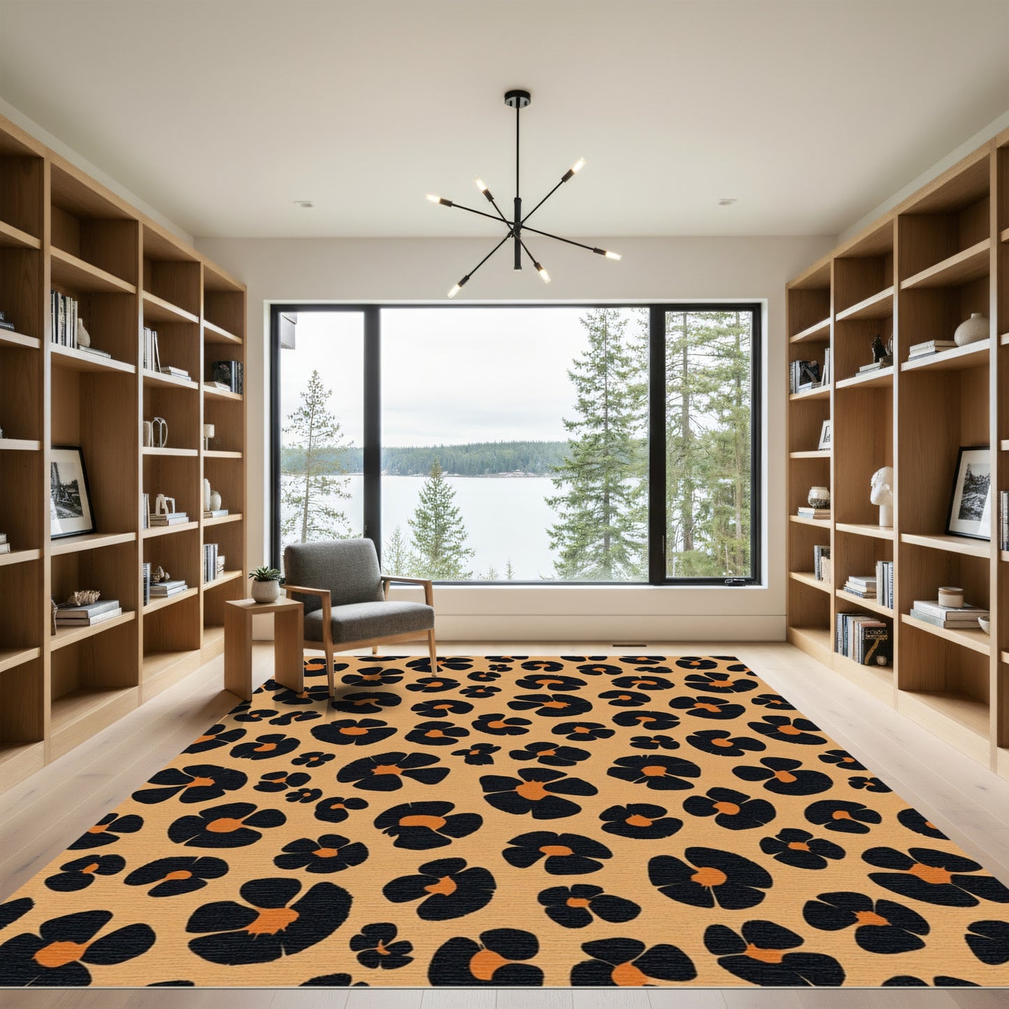 Orange Black Leopard Spot Rug