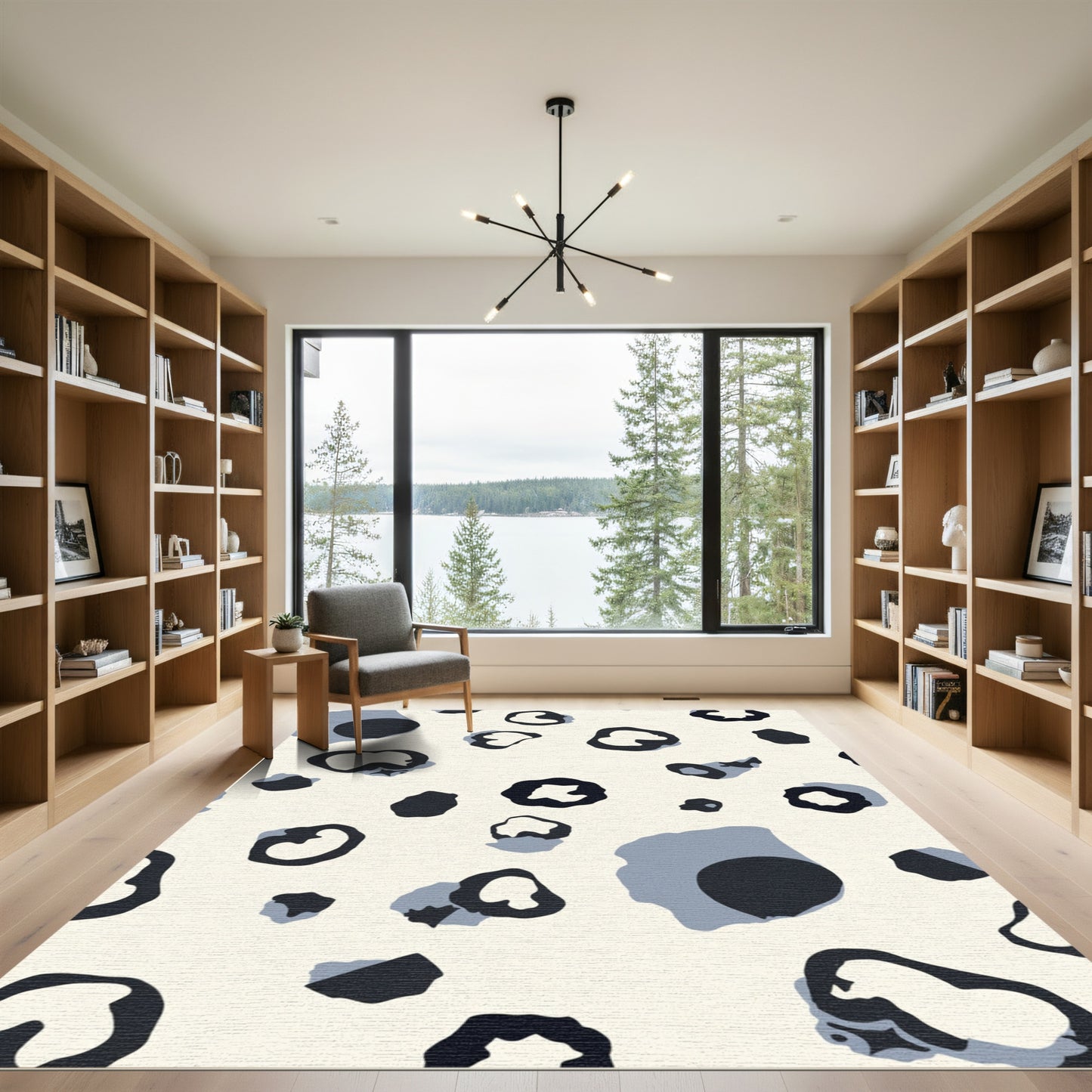 Gray And Black Abstract Spots Rug