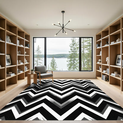 Monochromatic Jagged Chevron Accordion Rug