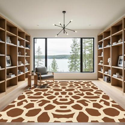 Brown Beige Giraffe Spot Overlay Seamless Rug