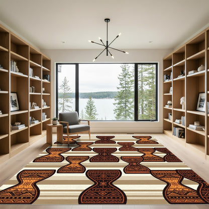 Earthy Toned Geometric Hourglass Rug