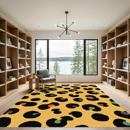 Bold Yellow Cheetah Spot AccentsRug Rug