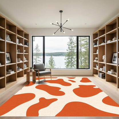 Orange Cream Abstract Spots Rug