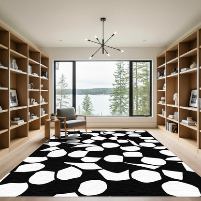 Abstract White Pebble Scatter Rug