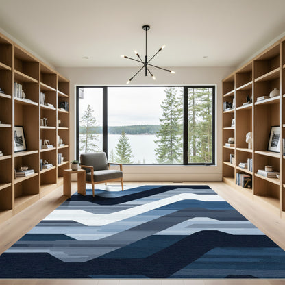 Cerulean Gradient Parallel Lines Rug