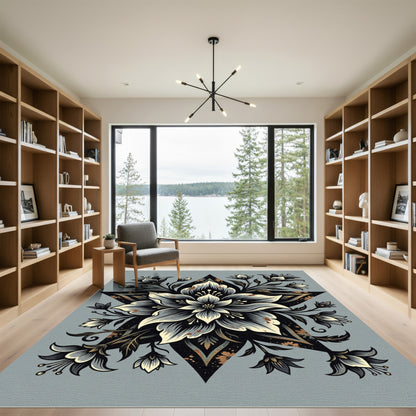 Monochromatic Floral Star Embossed Rug