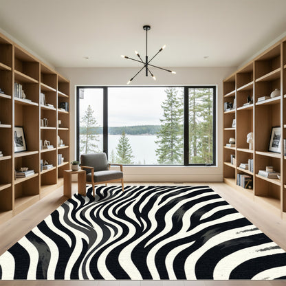 Bold Monochrome Animalistic Striations Rug