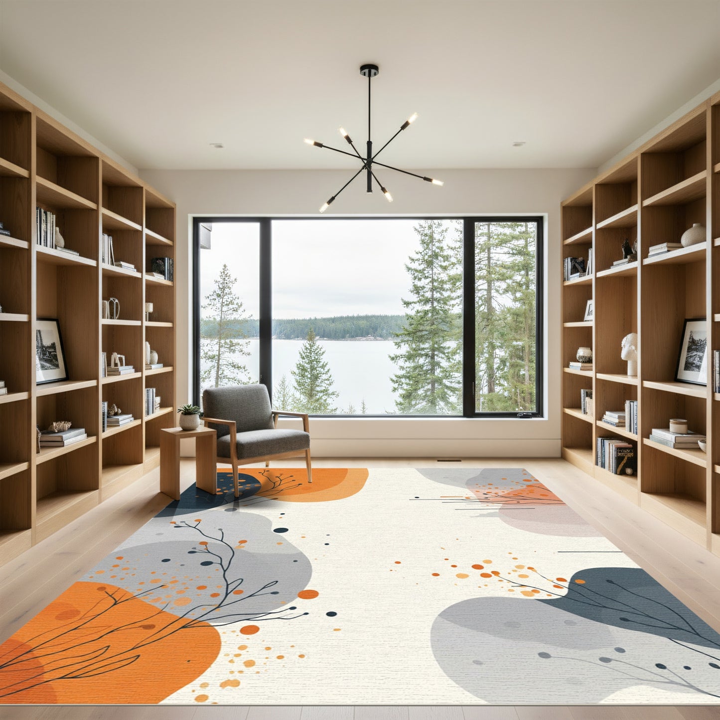 Abstract Terracotta Branch Splatter Rug