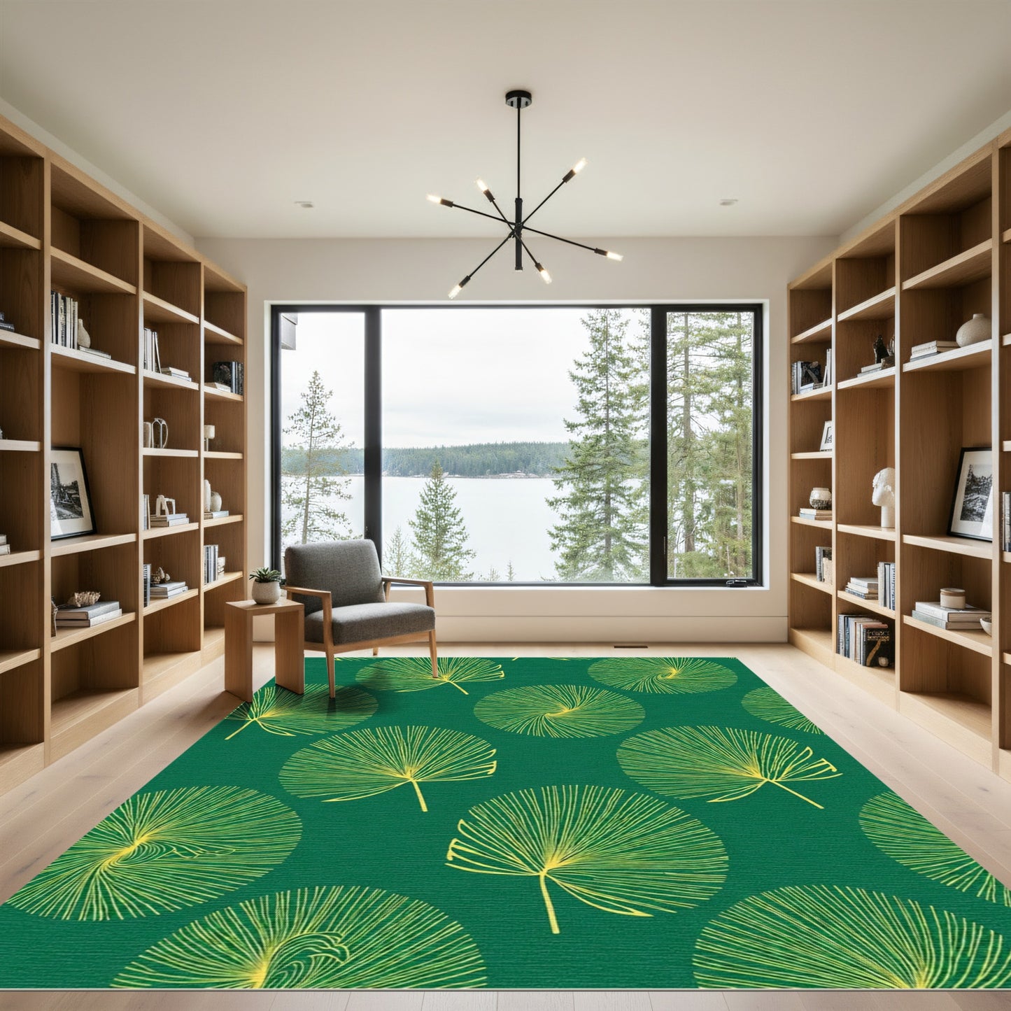 Emerald Green Yellow Palm Leaf Radiance Rug