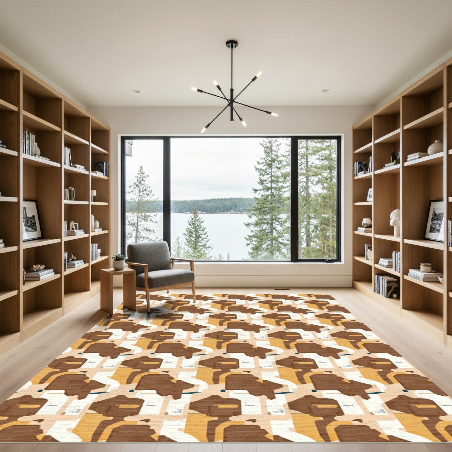 Warm Chocolate Graphic Abstract Rug
