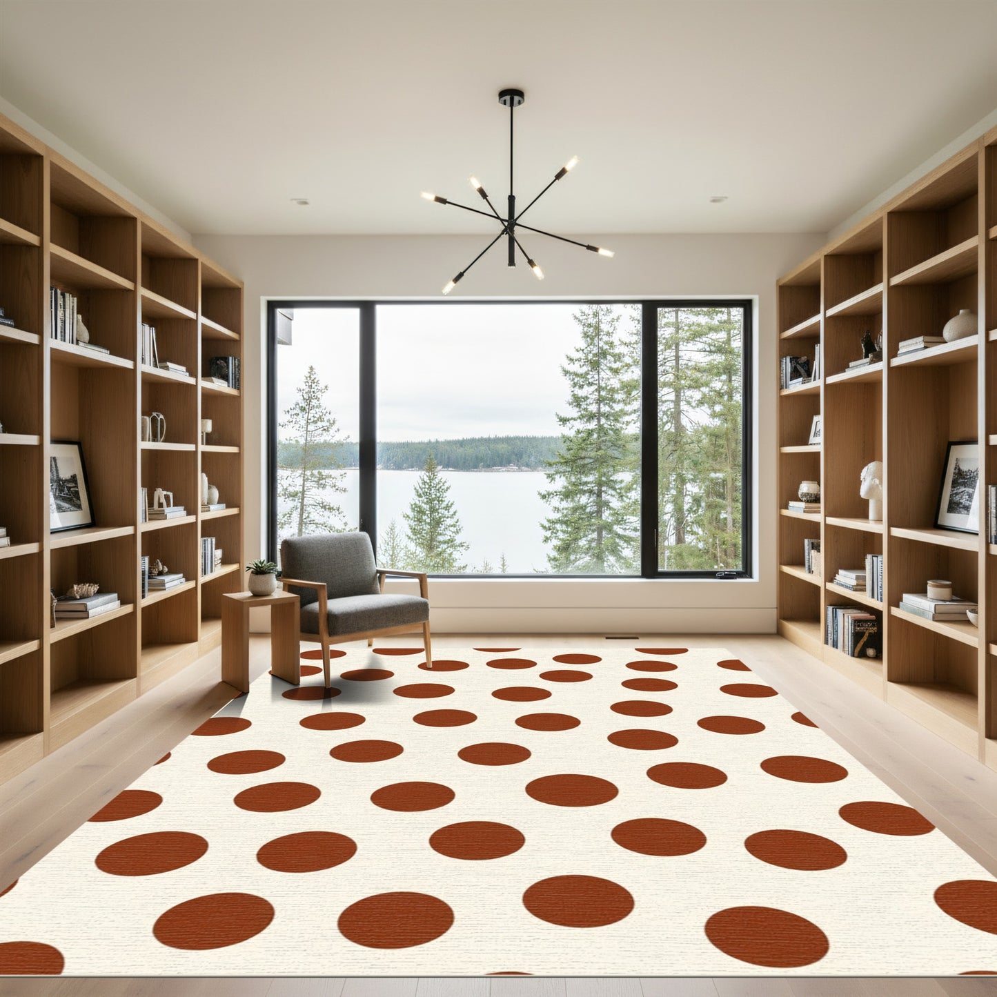 Classic Brown Polka Dot Circles Rug