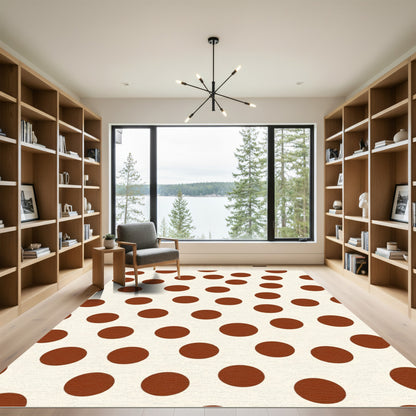 Classic Brown Polka Dot Circles Rug
