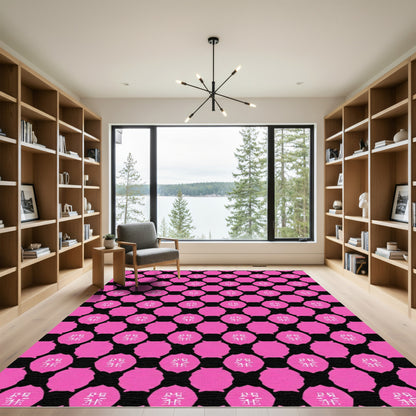 Fuchsia Geometric Quatrefoil Tile Rug