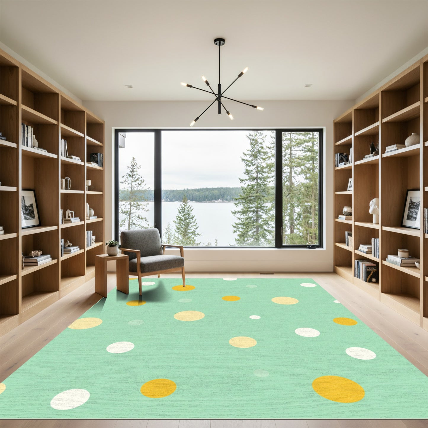 Mint Green Random Dot Circles Rug