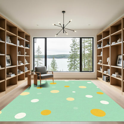 Mint Green Random Dot Circles Rug