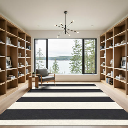 Bold Horizontal Monochrome Lines Rug