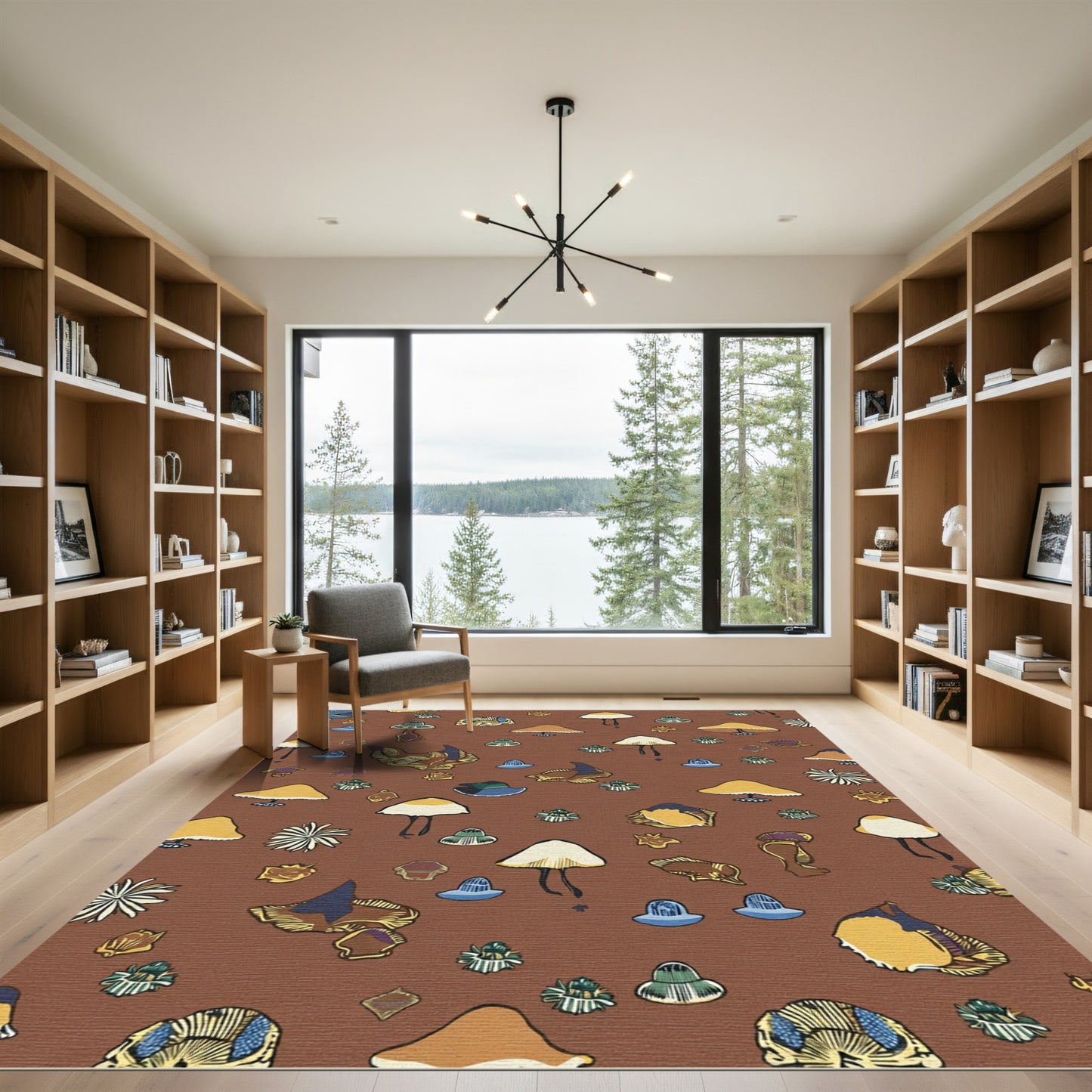 Whimsical Forest Floor Mushroom Medley Rug