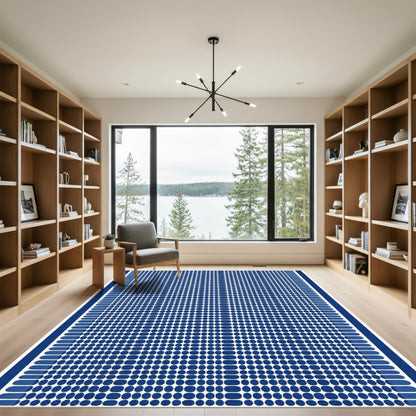 Deep Blue Polka Dot Border Rug