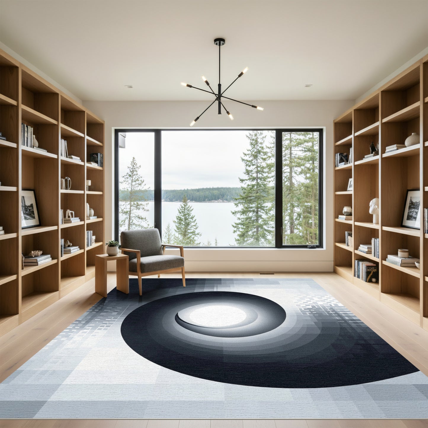 Monochrome Gradient Spiral Tunnel Rug