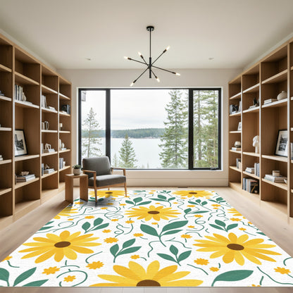 Yellow Daisy Vine Whimsical Floral Rug