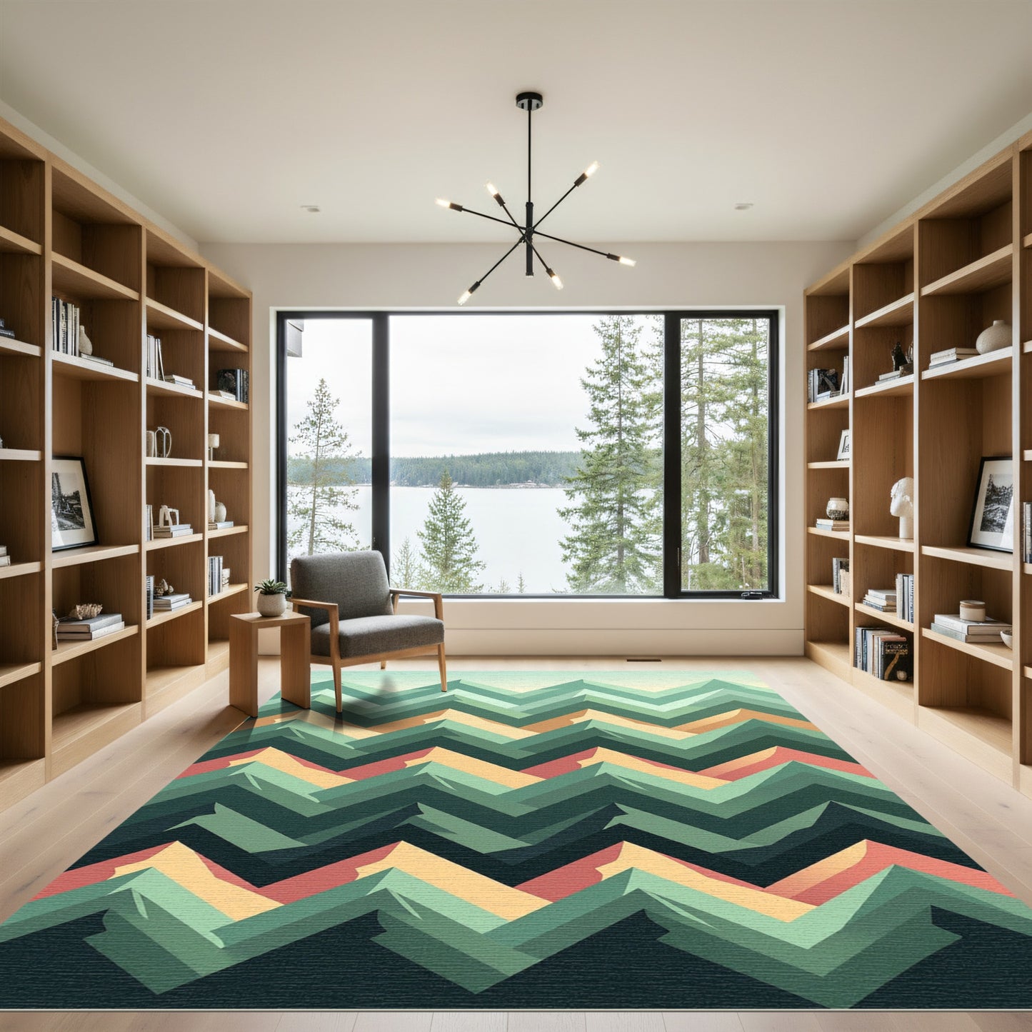 Geometric Mountain Peaks Chevron Rug