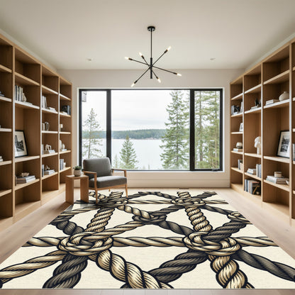 Nautical Knotwork Beige Charcoal Rug