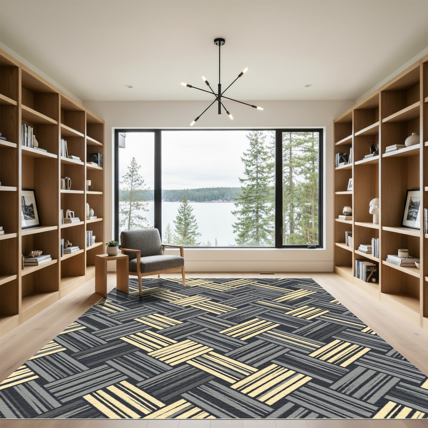 Interlocking Stripe Basketweave Rug