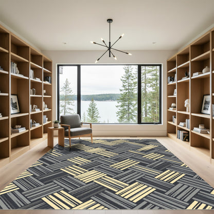 Interlocking Stripe Basketweave Rug
