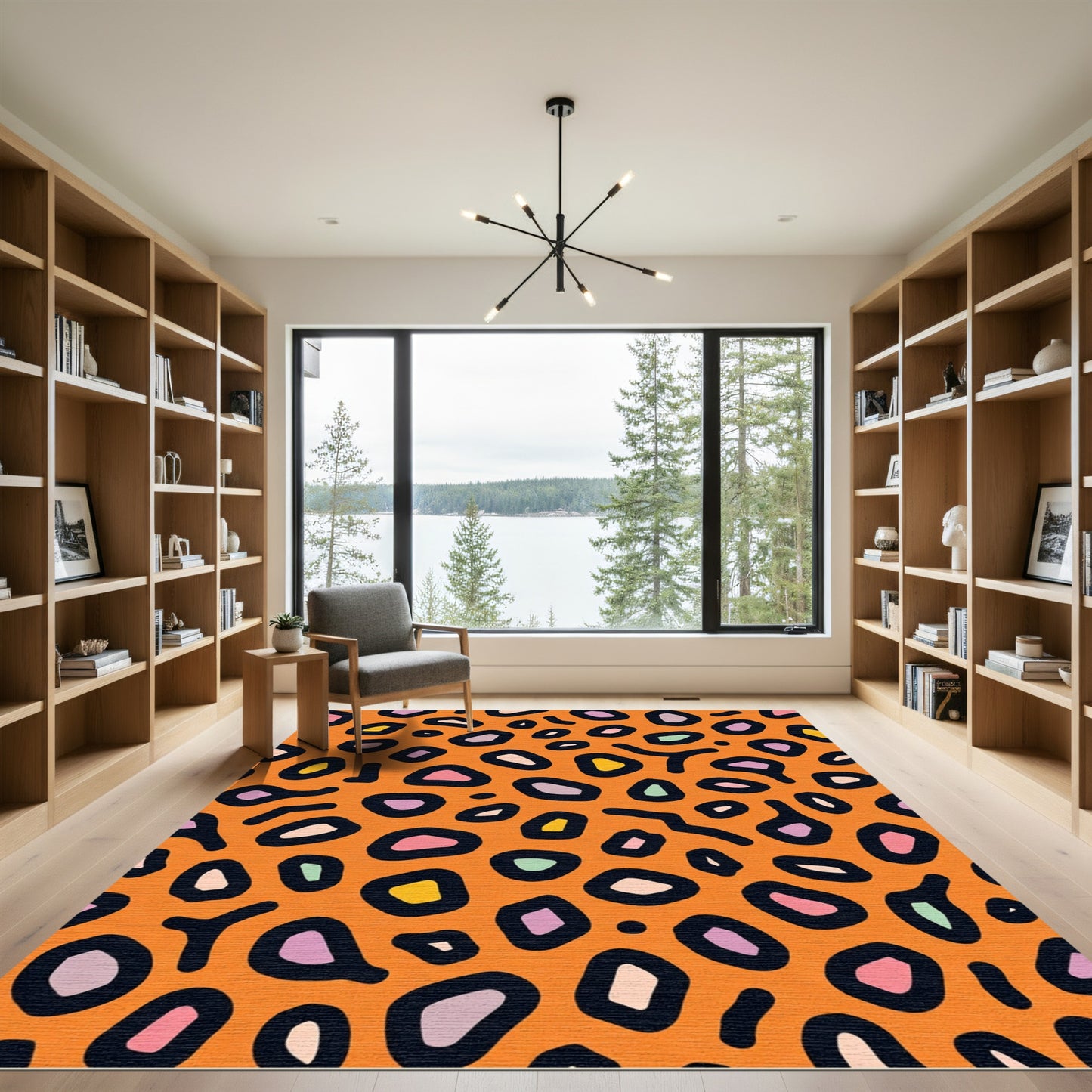 Orange Abstract Animal Spots Rug