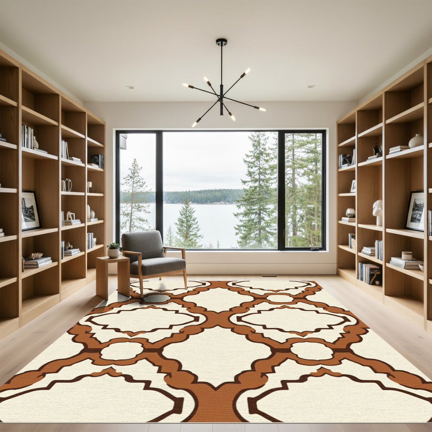 Brown Quatrefoil Lattice Repeat Rug