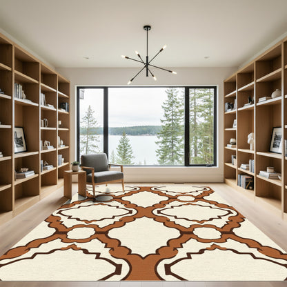 Brown Quatrefoil Lattice Repeat Rug