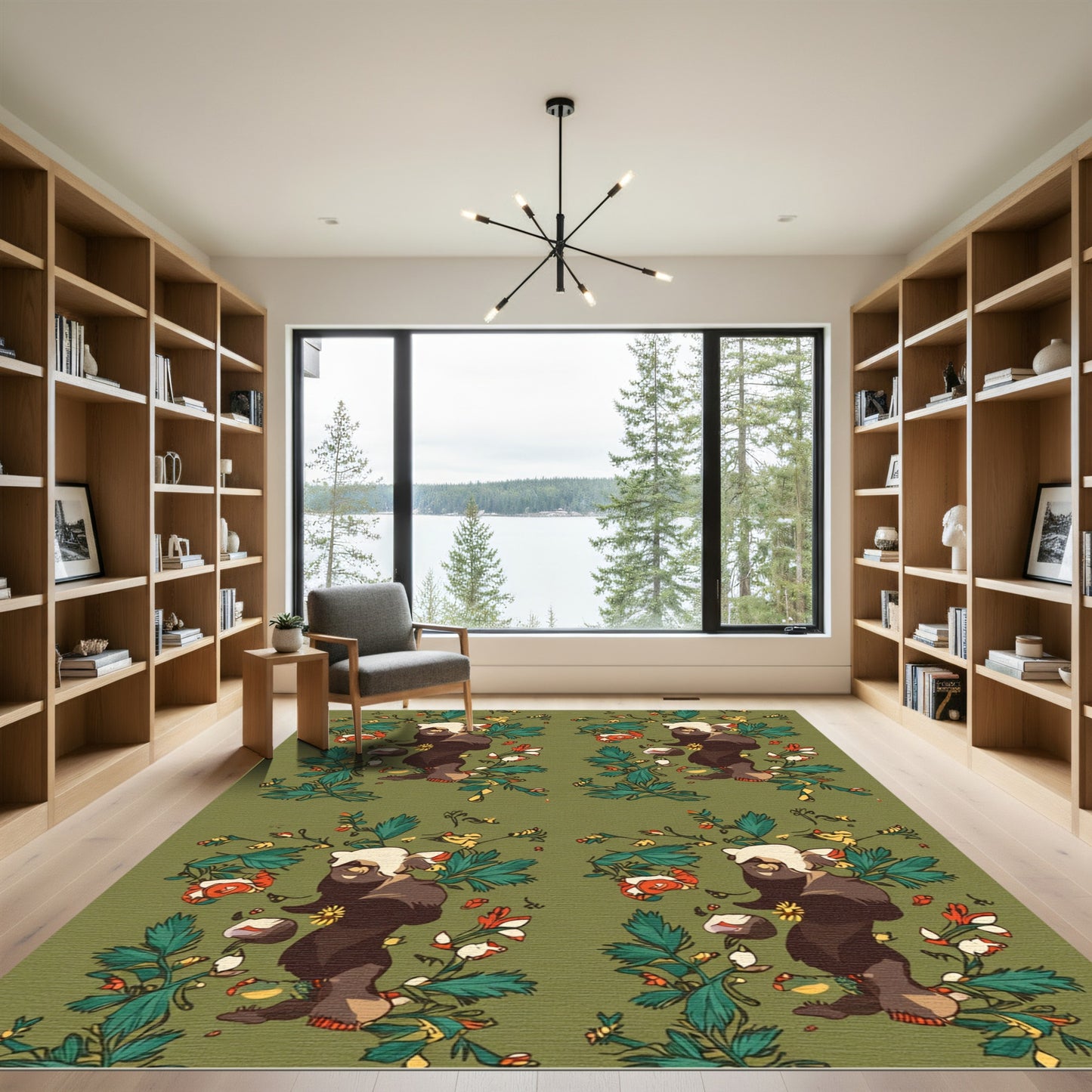 Whimsical Bear Floral Meadow Rug