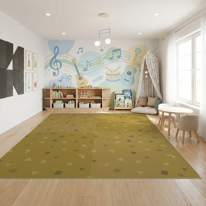 Warm Tan Triangle Dot Geometric Rug