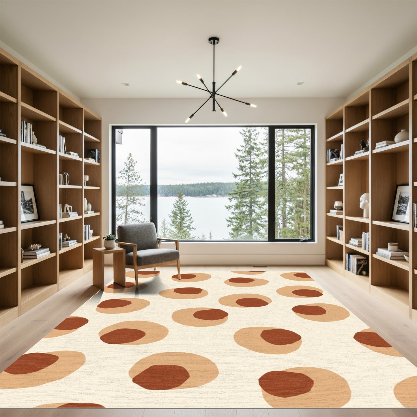 Terracotta Abstract Organic Circles Rug