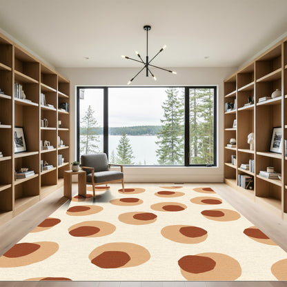 Terracotta Abstract Organic Circles Rug
