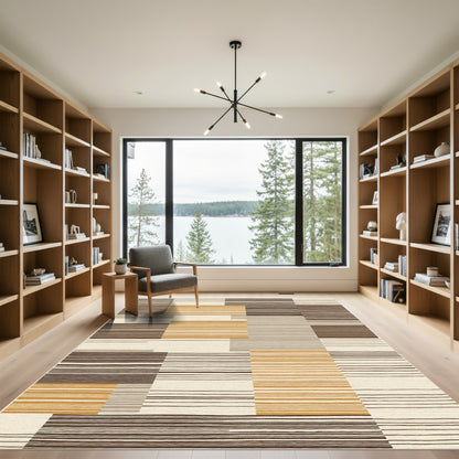 Earth Tones Horizontal Stripe Overlay Rug