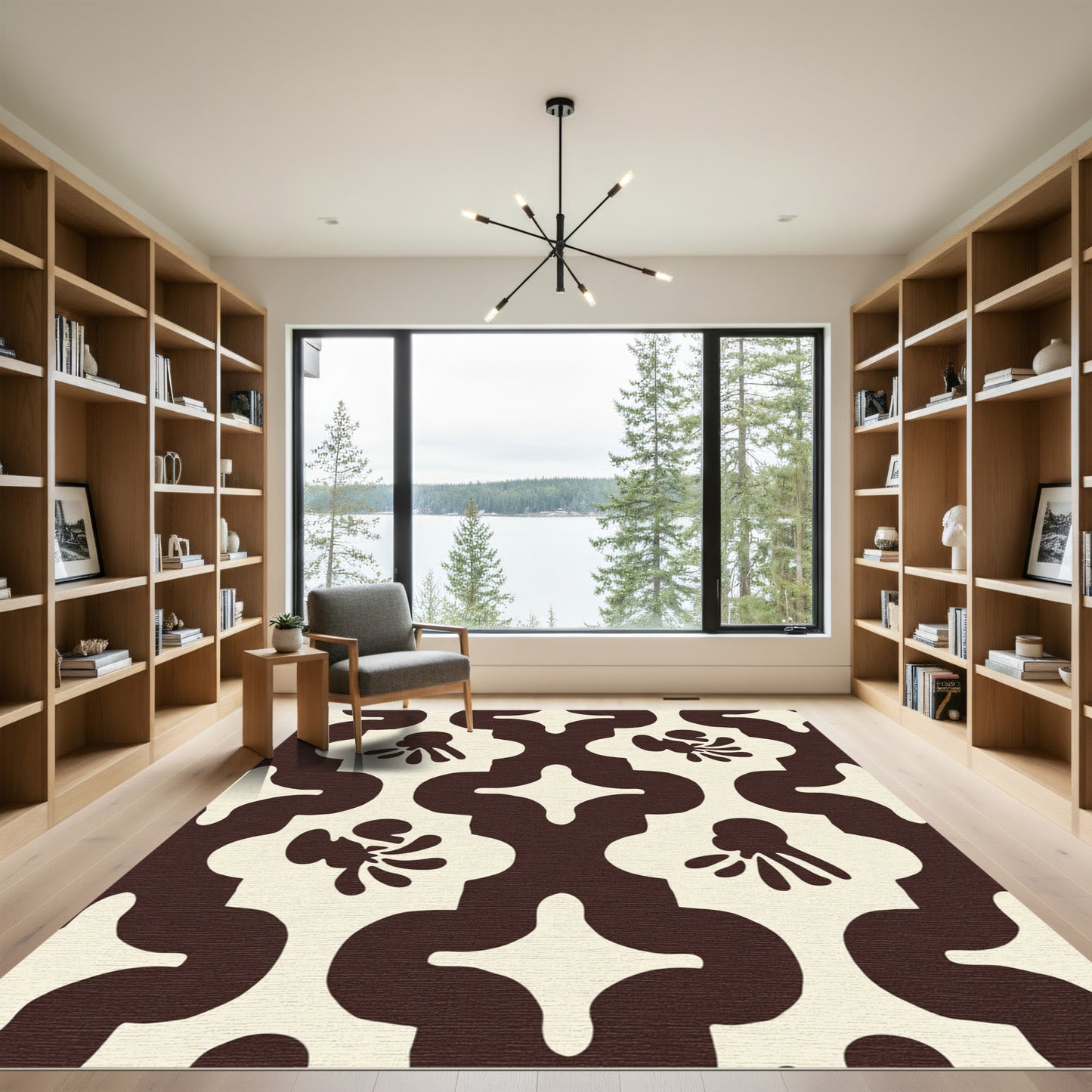 Cream Sepia Organic Quatrefoil Medallions Rug