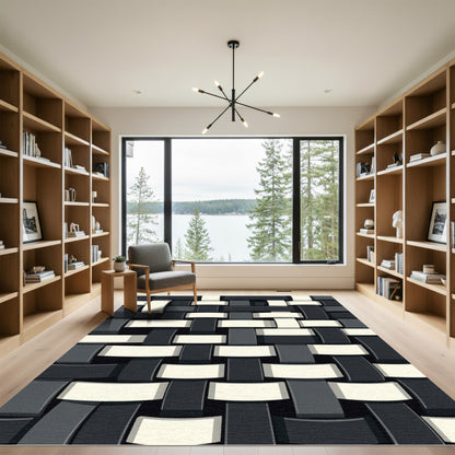 Monochromatic Woven Texture Rectangular Rug