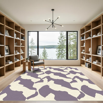 Cream Lilac Organic Interlocking Blocks Rug