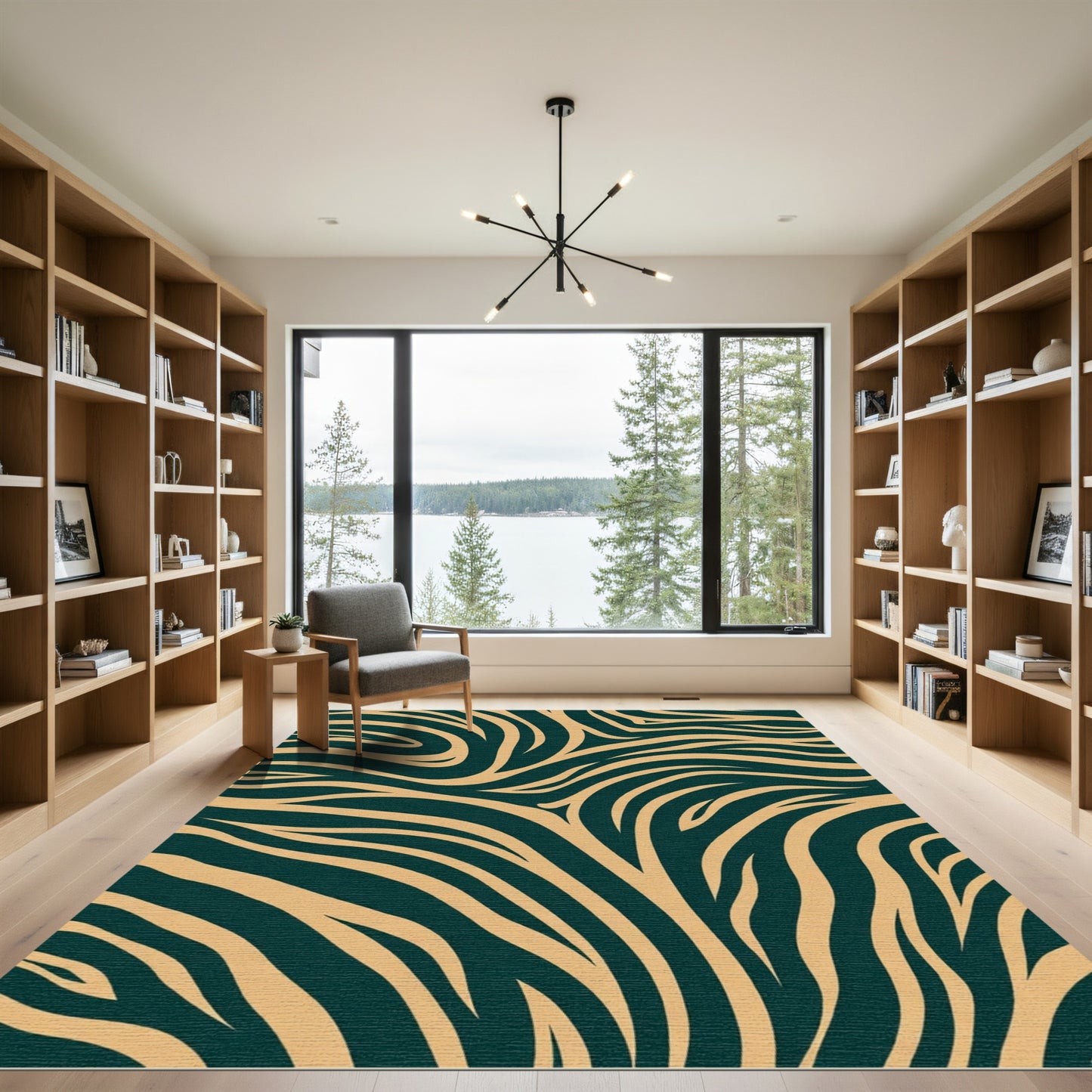 Bold Tan Zebra Stripe Abstract Rug
