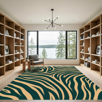 Bold Tan Zebra Stripe Abstract Rug