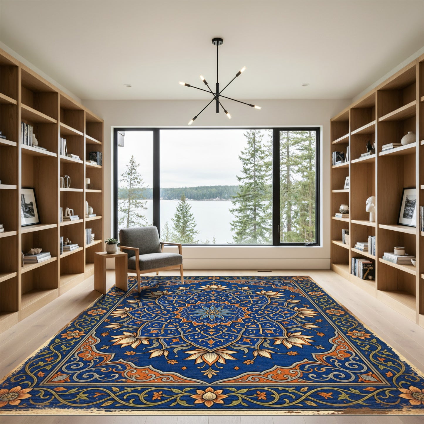 Azure Floral Medallion Lotus Rug