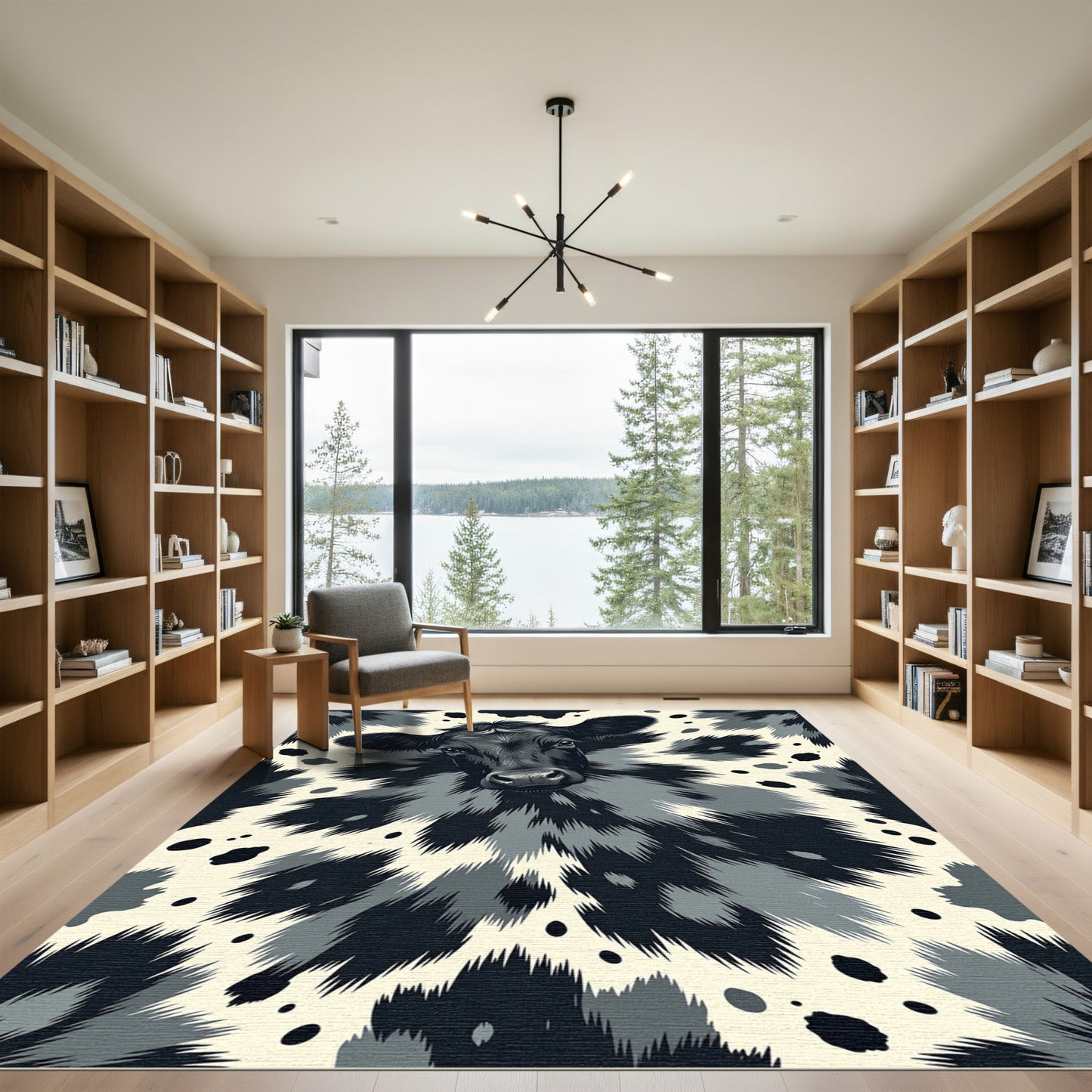 Monochromatic Cow Spots Abstract Rug