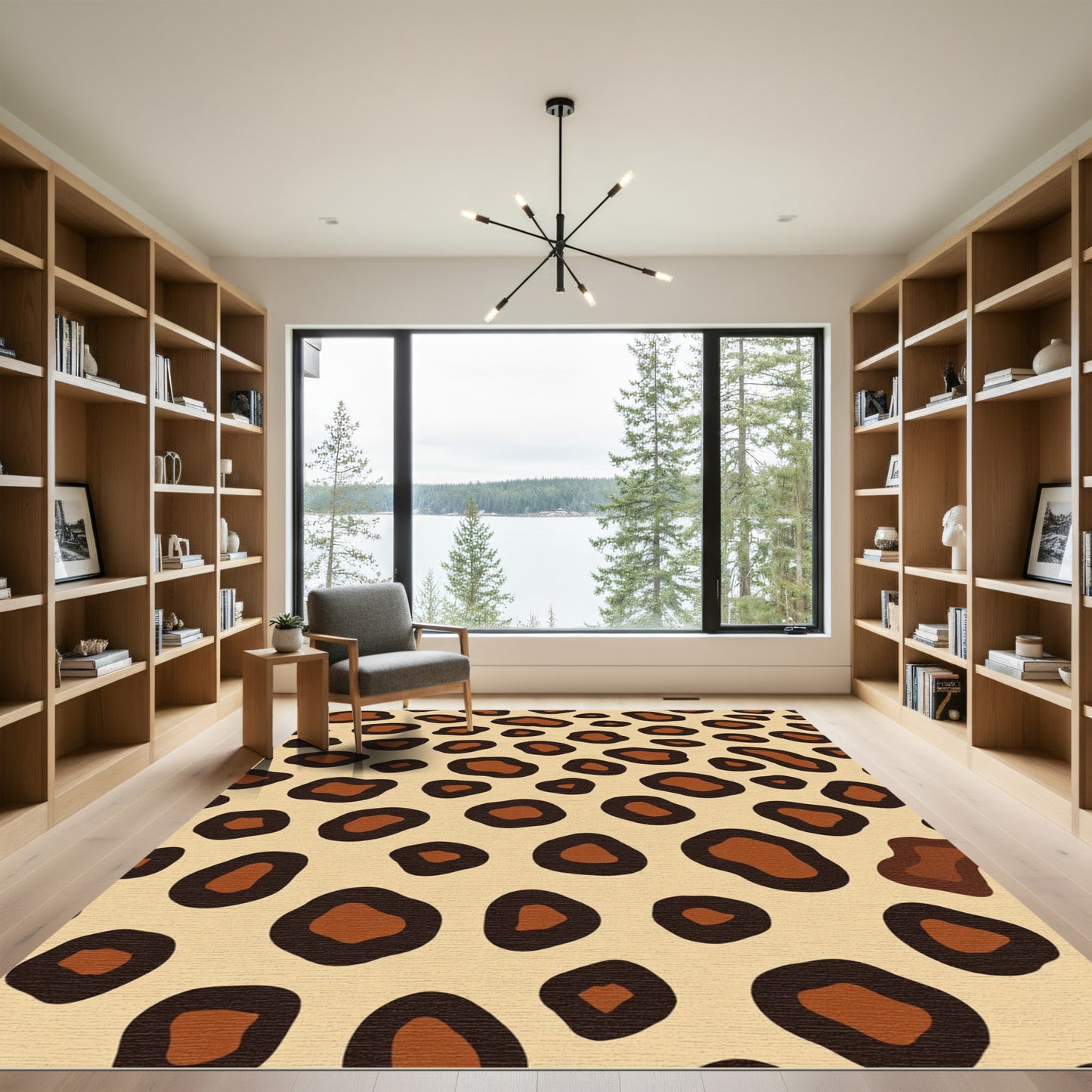 Brown Leopard Spots Textured Rug