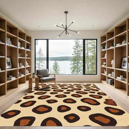 Brown Leopard Spots Textured Rug