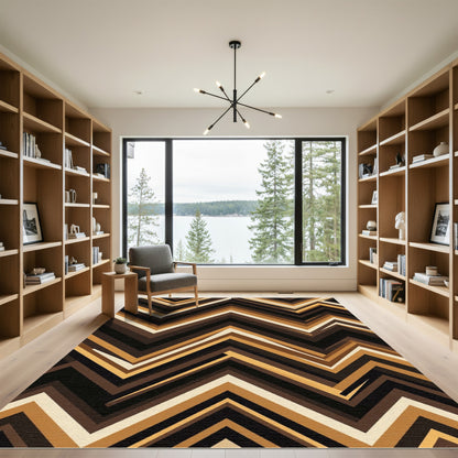 Modern Earthy Zigzag Chevron Stripes Rug