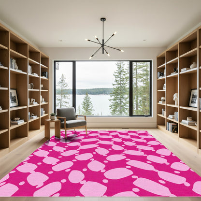 Pink Abstract Pebble Scatter Rug