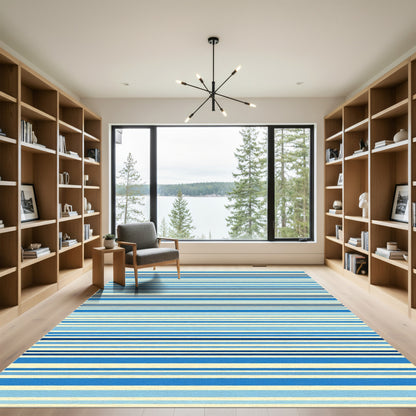 Ocean Blue Gradient Stripe Rug