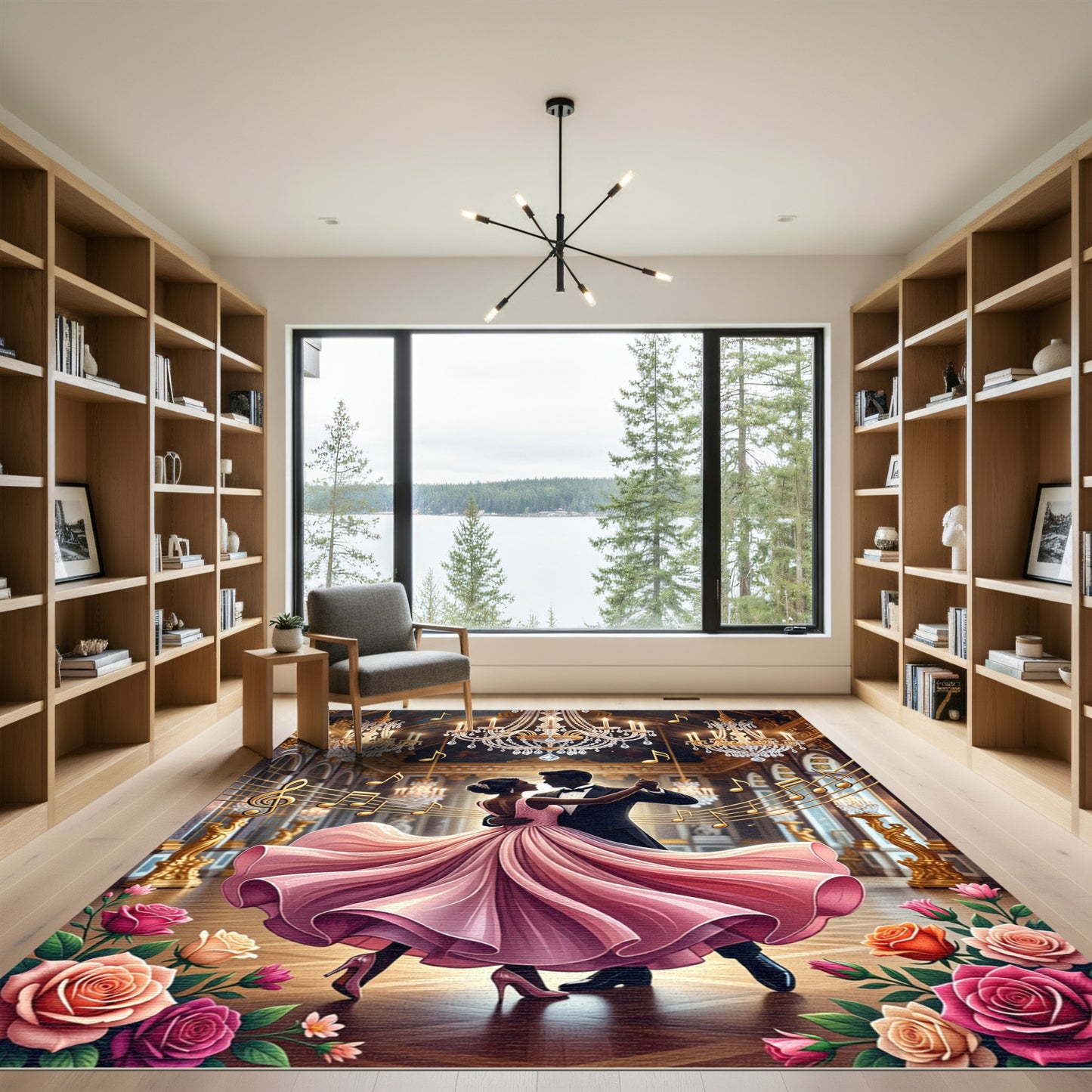 Romantic Rose Ballroom Waltz Tapestry Rug
